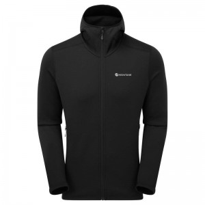 Black Men's Montane Fury Hooded Fleece Jackets | GEA4051SP