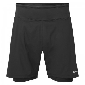 Black Men's Montane Slipstream Twin Skin Running Shorts | IXJ2332OG