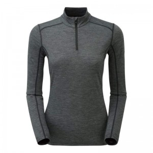 Black Women's Montane Primino 140 Zip Neck Base Layer Tops | JJD8517AA