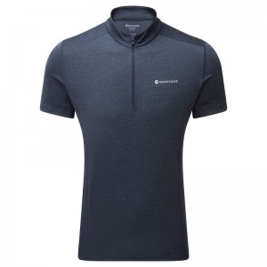 Dark Blue Men's Montane Dart Zip T Shirts | HVJ2431KF