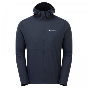 Dark Blue Men's Montane Featherlite Hooded Windproof Jackets | QHV3690ZX