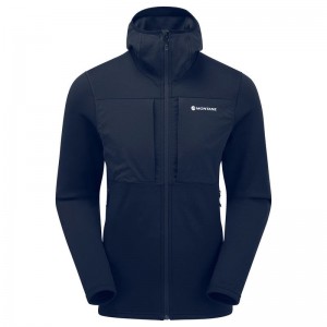 Dark Blue Men's Montane Fury XT Hooded Fleece Jackets | BPL9073PF