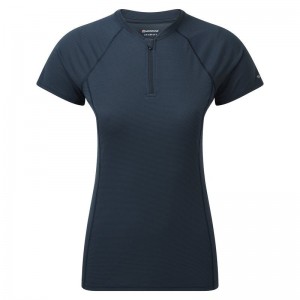 Dark Blue Women's Montane Dart Nano Zip T Shirts | EQJ2216SB