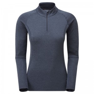 Dark Blue Women's Montane Dart Zip Neck T Shirts | XSN8260JV