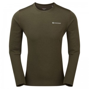 Dark Green Men's Montane Dart Long Sleeve T Shirts | CQH3730MQ