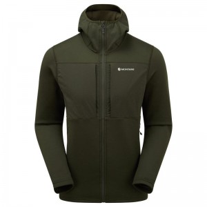 Dark Green Men's Montane Fury XT Hooded Fleece Jackets | HIF6457AK