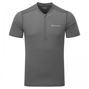 Dark Grey Men's Montane Dart Nano Zip T Shirts | GAF8944BH