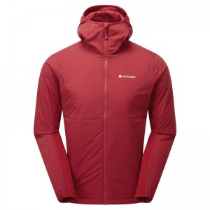 Dark Red Men's Montane Fireball Lite Hooded Insulated Jackets | ASF1561LY