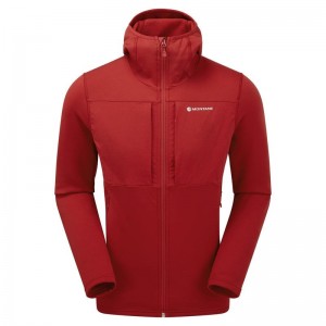 Dark Red Men's Montane Fury XT Hooded Fleece Jackets | FSR3295XV