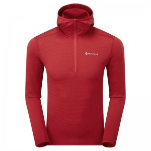 Dark Red Men's Montane Protium Lite Hooded Pull On Fleece | GWC9057UB