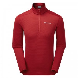 Dark Red Men's Montane Protium Lite Pull On Fleece | UFG352XT