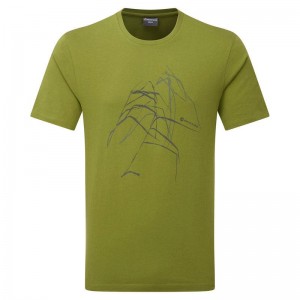 Green Men's Montane Abstract Mountain T Shirts | GAT4197DY