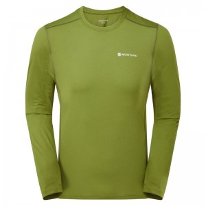 Green Men's Montane Dart Lite Long Sleeve T Shirts | WYA311ZF