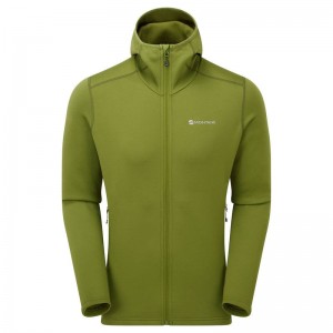 Green Men's Montane Fury Hooded Fleece Jackets | TKP5168ER