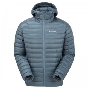 Grey Blue Men's Montane Anti-Freeze Hooded Down Jackets | SDO7926HA