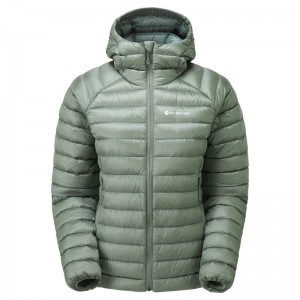 Grey Green Women's Montane Anti-Freeze Hooded Down Jackets | XWJ374KX