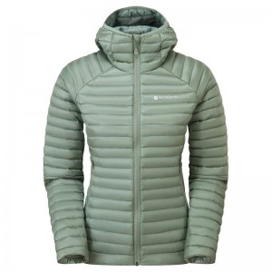 Grey Green Women's Montane Anti-Freeze Lite Hooded Down Jackets | QZY4631LI