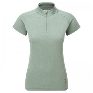 Grey Green Women's Montane Dart Zip T Shirts | PXU1247VM