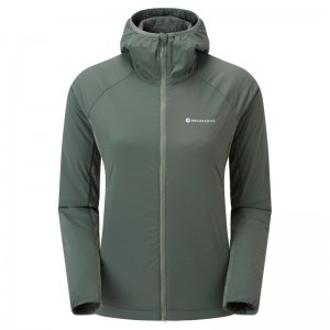 Grey Green Women's Montane Fireball Lite Hooded Insulated Jackets | VIE5014LT