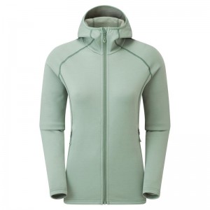 Grey Green Women's Montane Fury Hooded Fleece Jackets | UAH6676FX