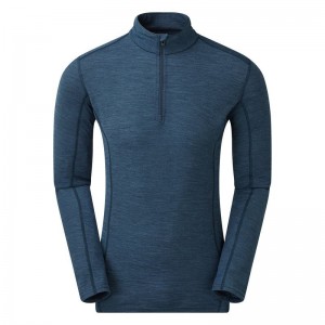 Navy Blue Men's Montane Primino 140 Zip Neck Base Layer Tops | SBX4727LU