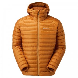 Orange Men's Montane Anti-Freeze Hooded Down Jackets | LMD83BH