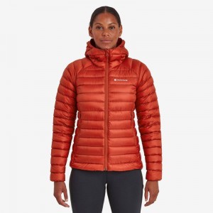 Orange Red Women's Montane Anti-Freeze Hooded Down Jackets | UAC4417PK