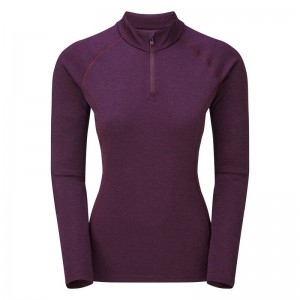 Purple Women's Montane Dart Zip Neck T Shirts | ATX7451KN