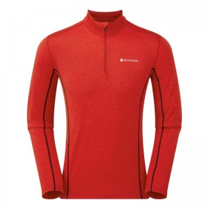 Red Men's Montane Dart Zip Neck T Shirts | CYO8579SN