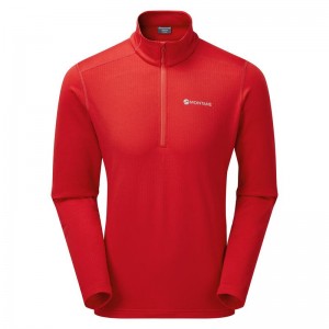 Red Men's Montane Protium Pull On Fleece | ZHE9725NJ