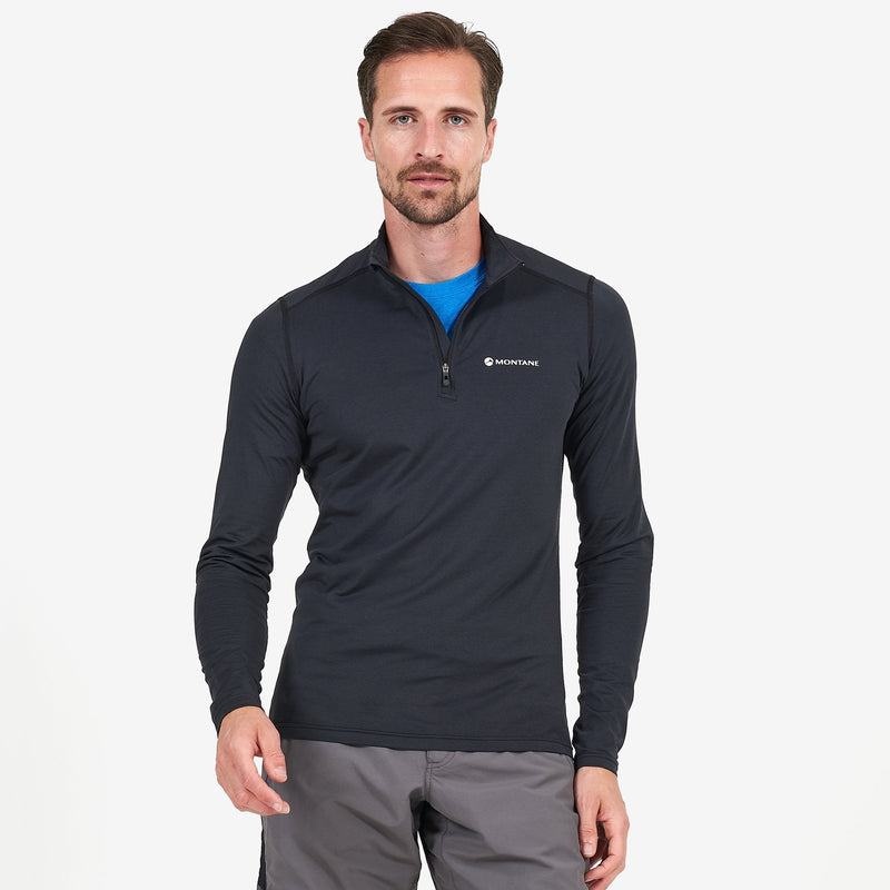 Black Men's Montane Dart Zip Neck T Shirts | BTN1965DQ