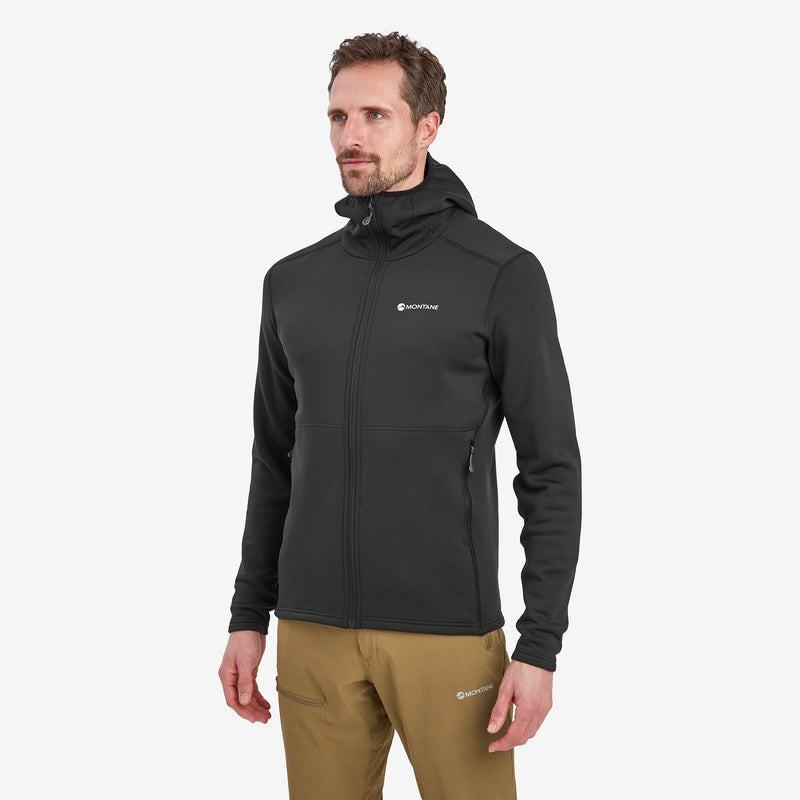 Black Men's Montane Fury Hooded Fleece Jackets | GEA4051SP