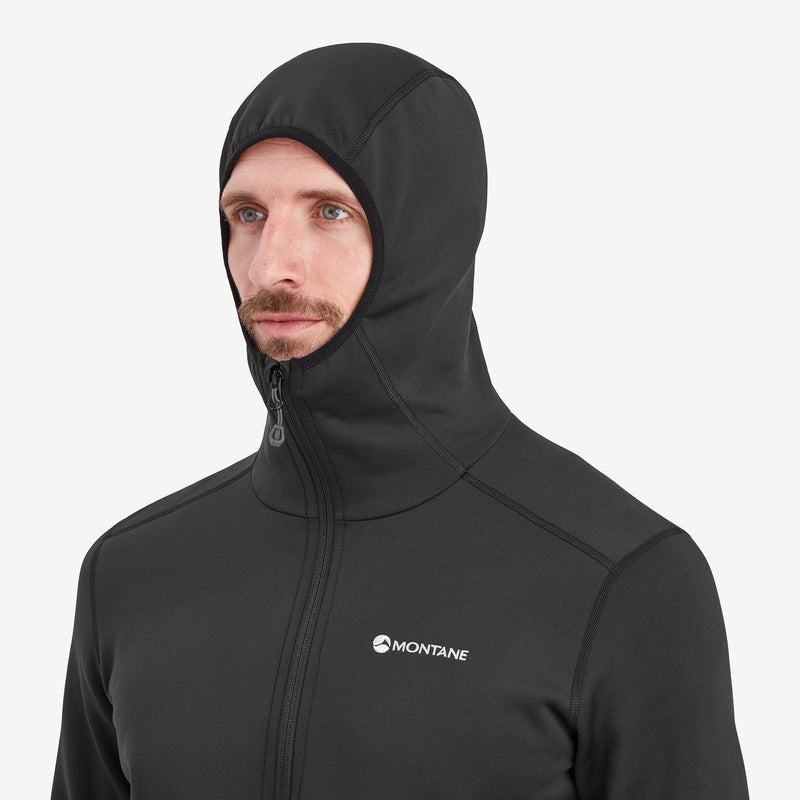 Black Men's Montane Fury Hooded Fleece Jackets | GEA4051SP