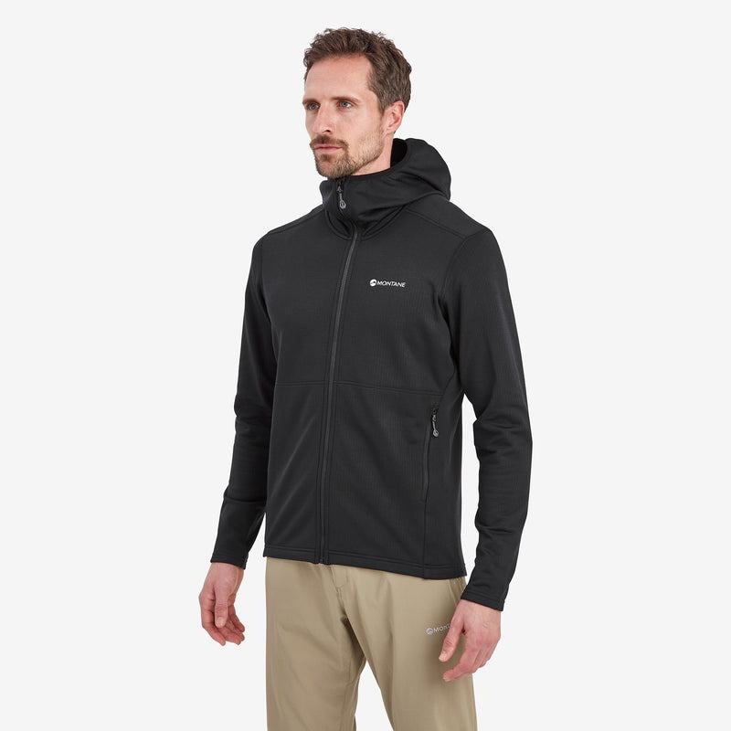 Black Men's Montane Protium Hooded Fleece Jackets | XRL5781CB