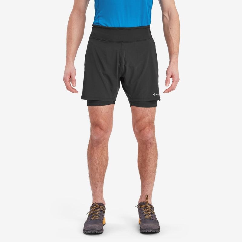 Black Men's Montane Slipstream Twin Skin Running Shorts | IXJ2332OG