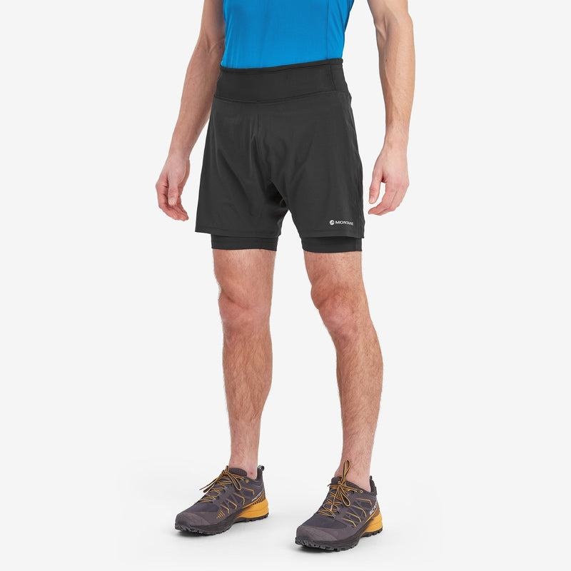 Black Men's Montane Slipstream Twin Skin Running Shorts | IXJ2332OG