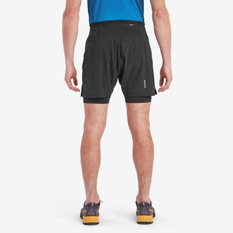 Black Men's Montane Slipstream Twin Skin Running Shorts | IXJ2332OG