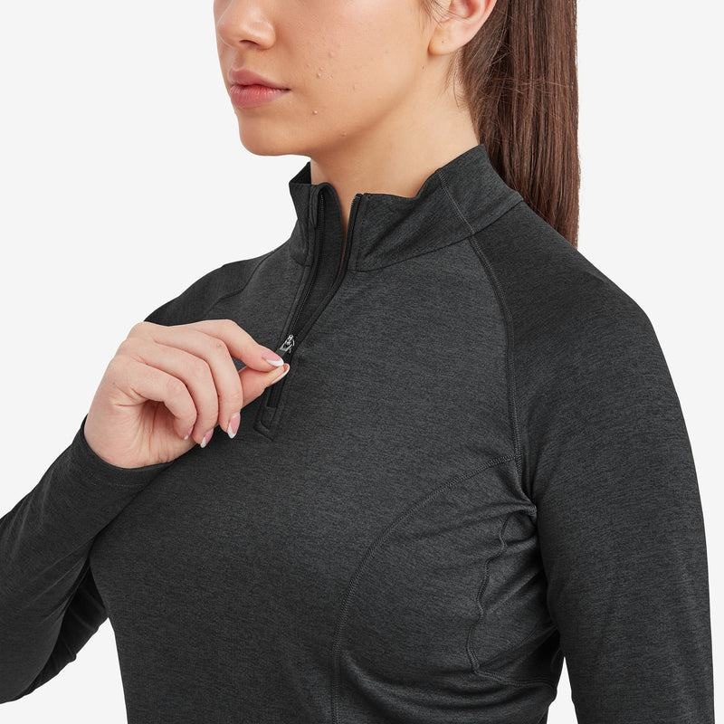 Black Women's Montane Dart Zip Neck T Shirts | PRC1373ZN