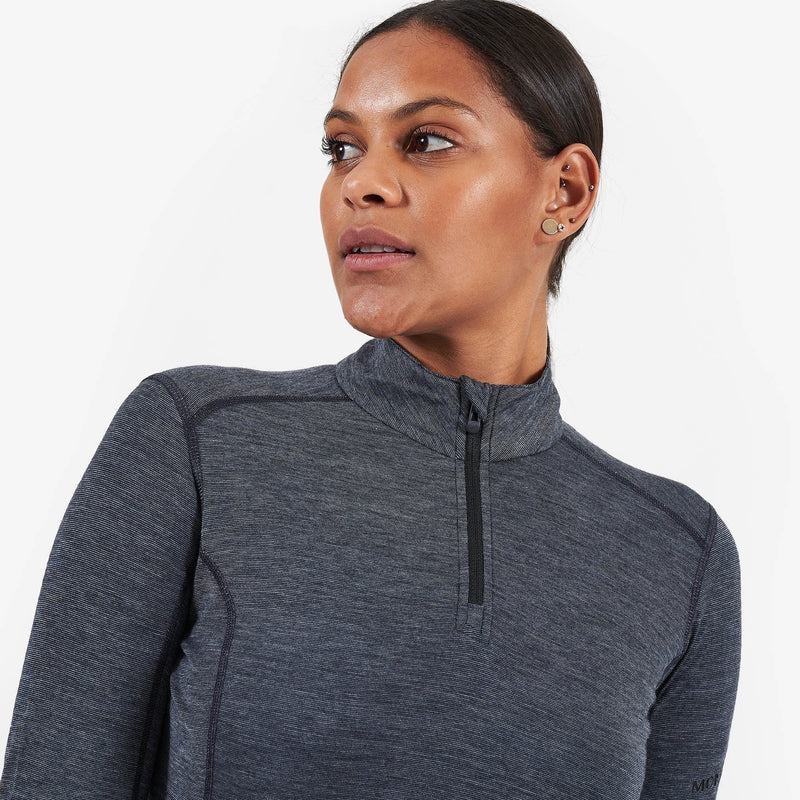 Black Women's Montane Primino 140 Zip Neck Base Layer Tops | JJD8517AA