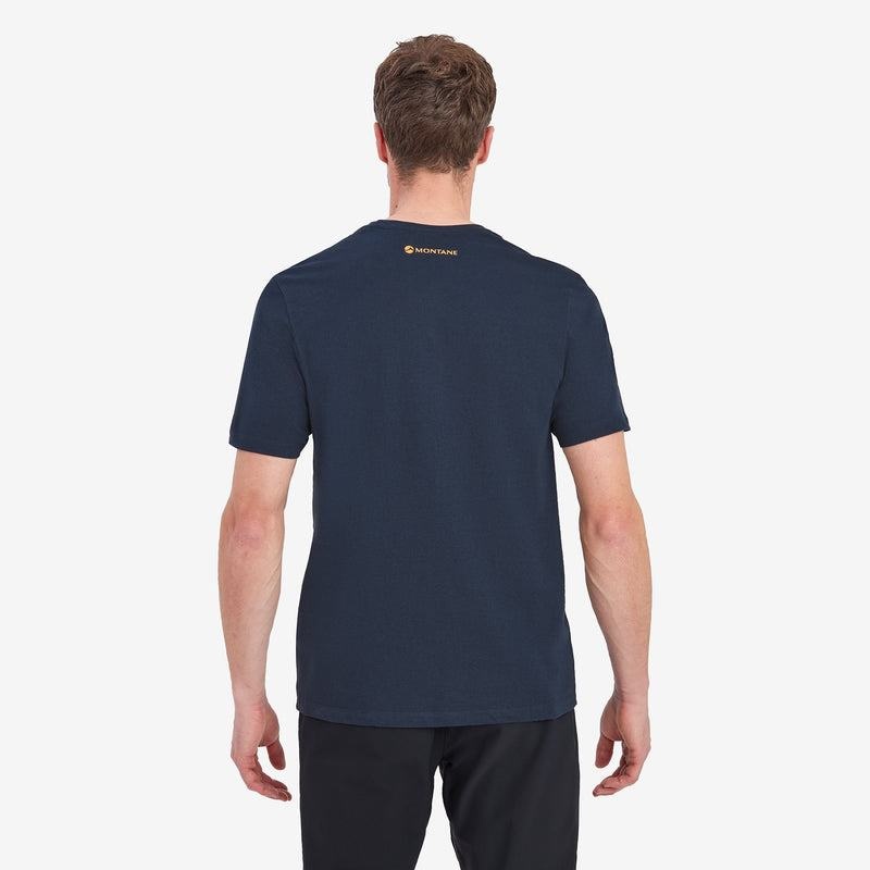 Dark Blue Men's Montane Abstract Mountain T Shirts | HBW4968VS