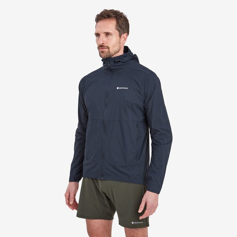 Dark Blue Men's Montane Featherlite Hooded Windproof Jackets | QHV3690ZX