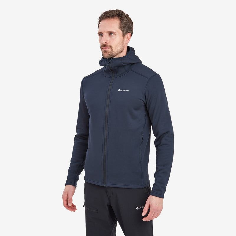 Dark Blue Men's Montane Fury Hooded Fleece Jackets | EZO9447XJ