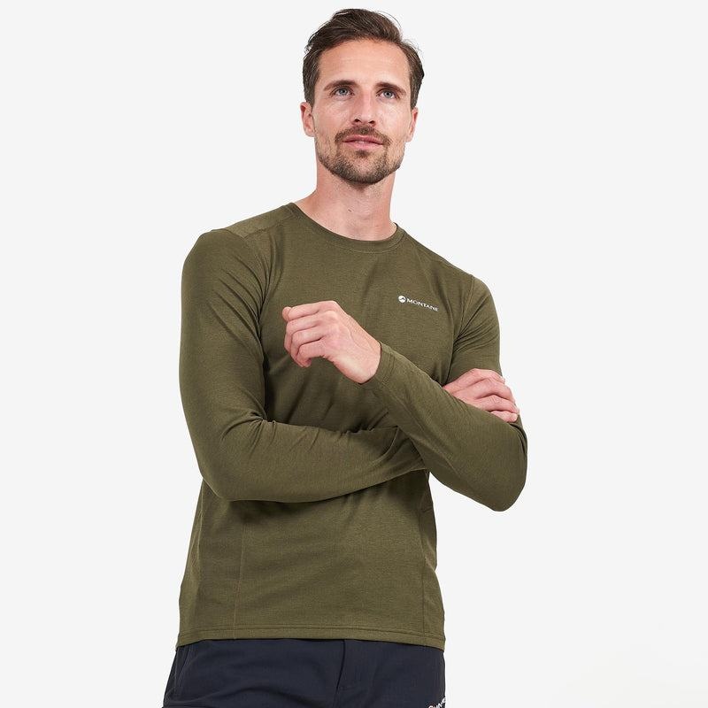 Dark Green Men's Montane Dart Long Sleeve T Shirts | CQH3730MQ