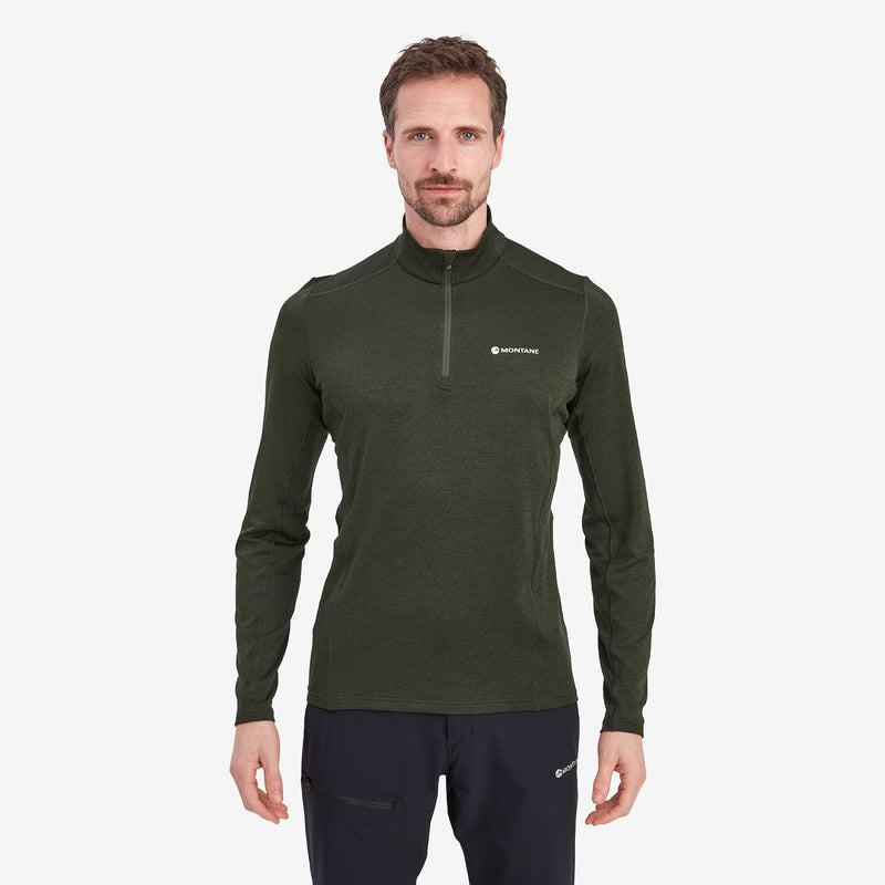 Dark Green Men's Montane Dart Zip Neck T Shirts | EAN6493OZ