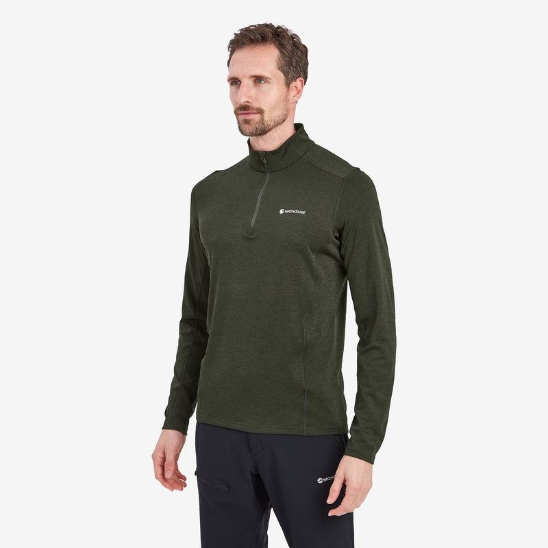 Dark Green Men's Montane Dart Zip Neck T Shirts | EAN6493OZ