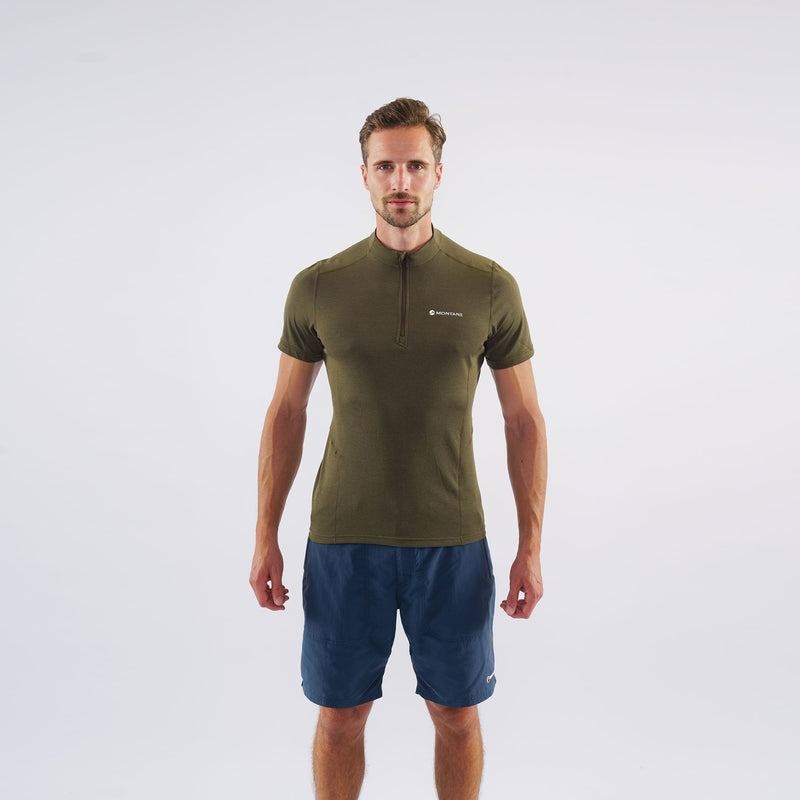 Dark Green Men's Montane Dart Zip T Shirts | CZF7478QZ