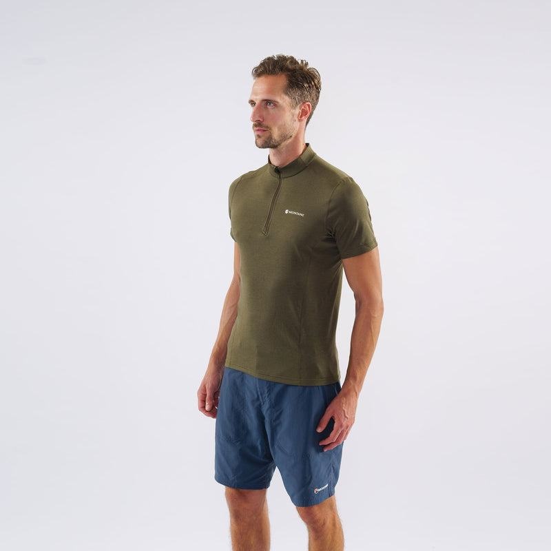 Dark Green Men's Montane Dart Zip T Shirts | CZF7478QZ