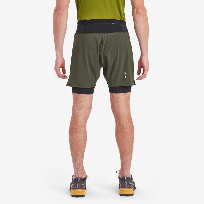 Dark Green Men's Montane Slipstream Twin Skin Running Shorts | TJY9763CM