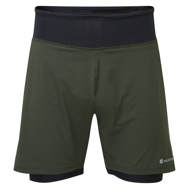 Dark Green Men\'s Montane Slipstream Twin Skin Running Shorts | TJY9763CM