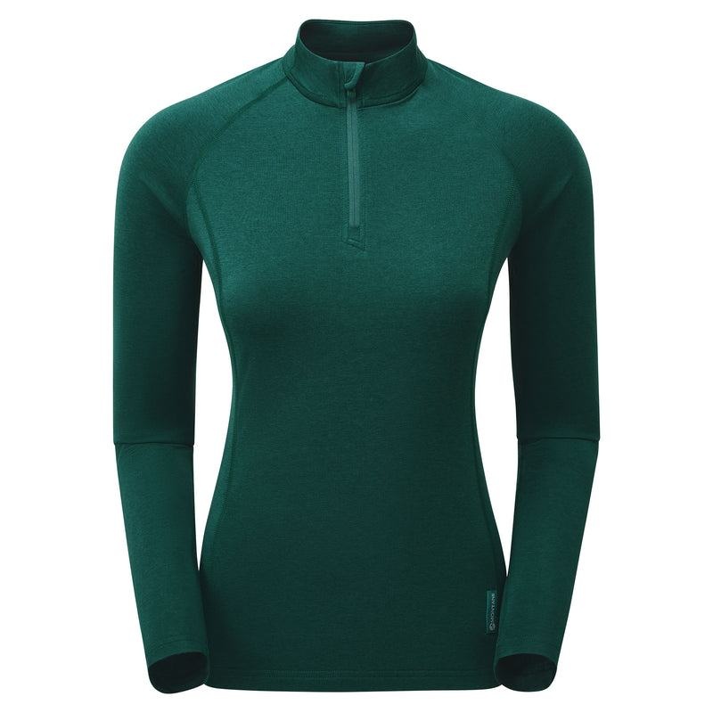 Dark Green Women's Montane Dart Thermo Zip Neck T Shirts | PEX542SO